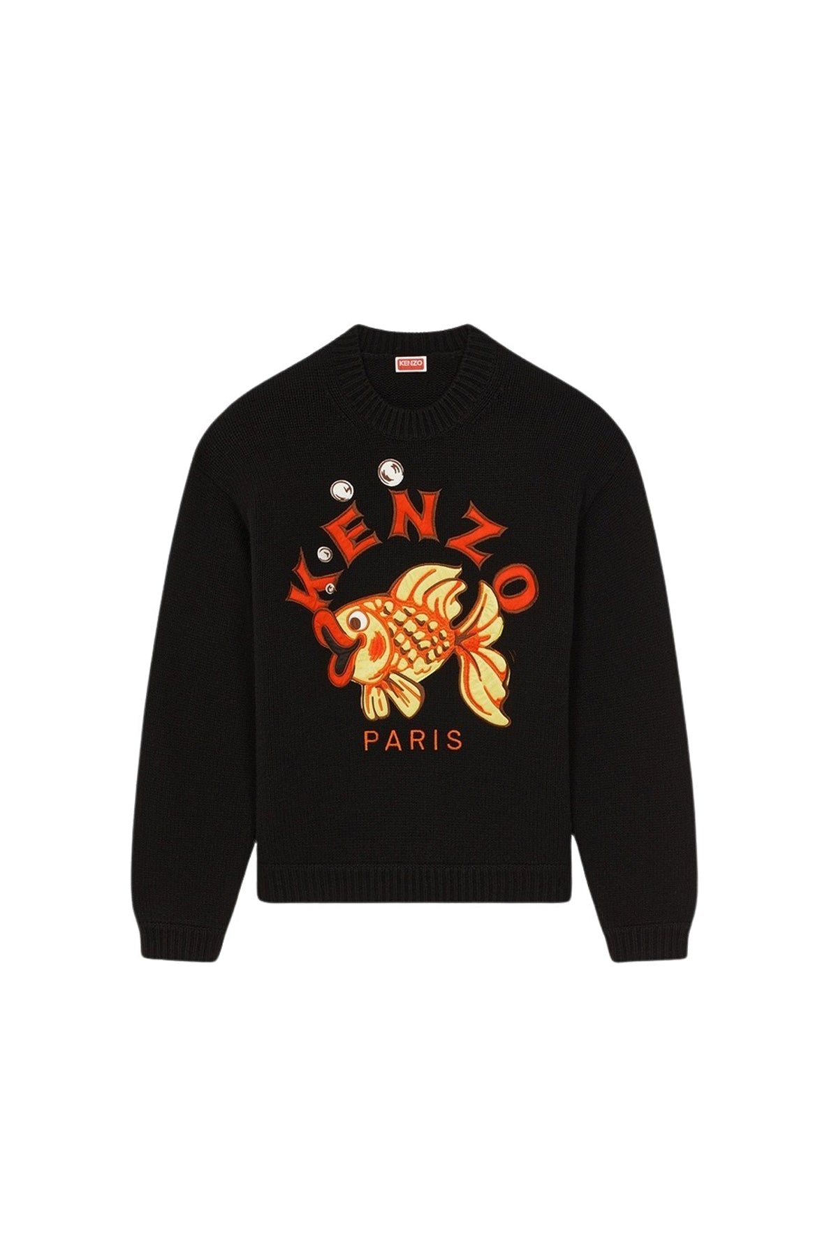 Pull brodé "Kenzo Kingyo Placed" en laine - Black