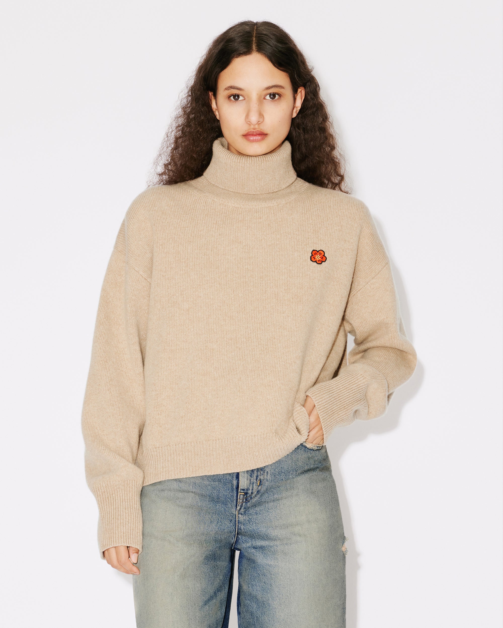 Boxy Turtle Neck Crest Jumper
