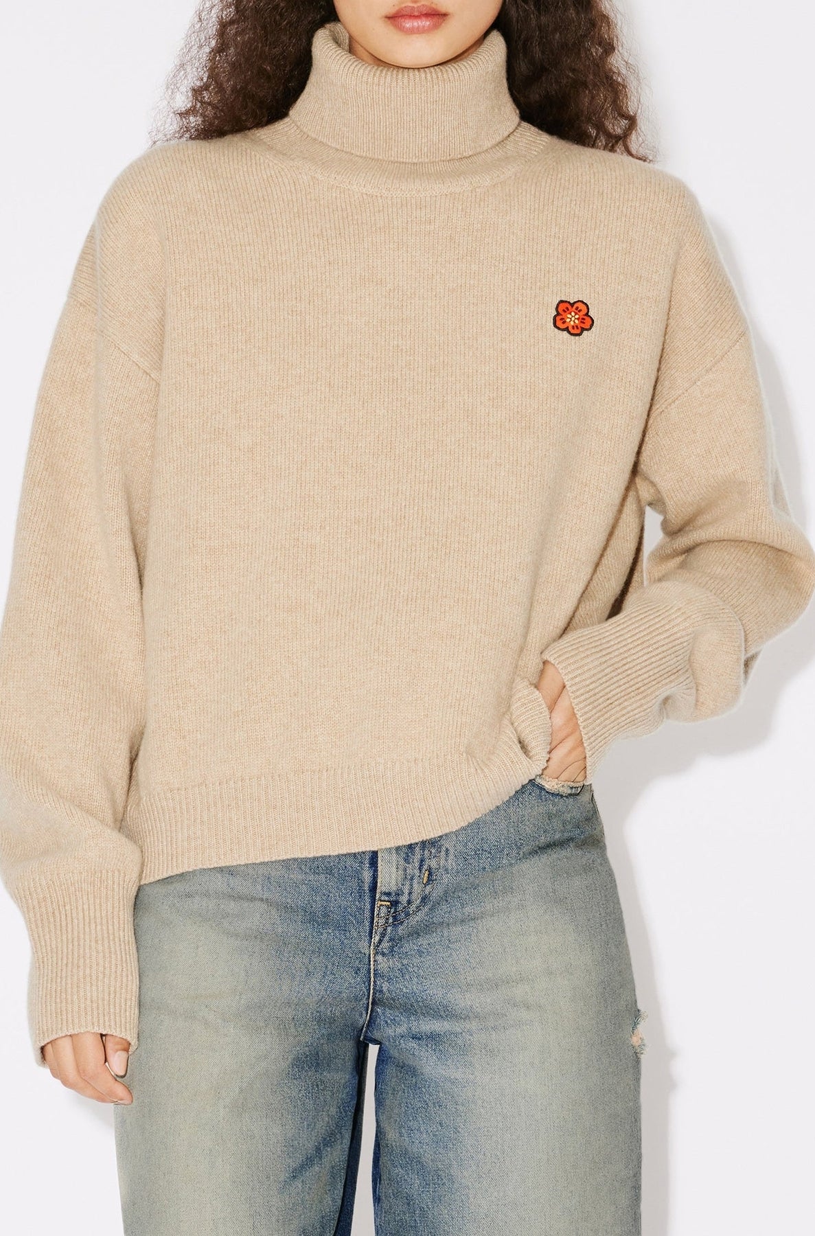 Boke Flower embroidered jumper in wool - Tobacco