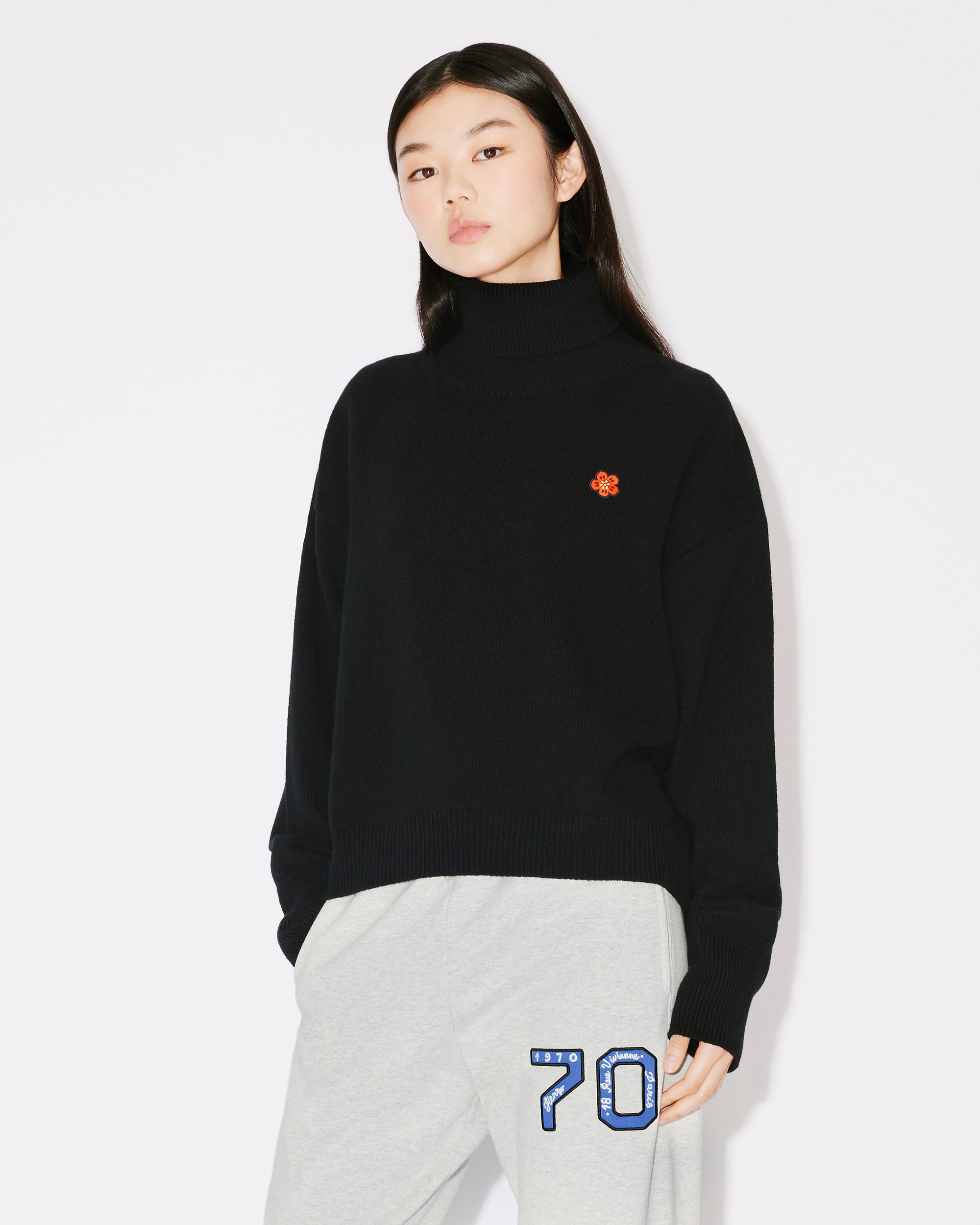 Boxy Turtle Neck Crest Jumper