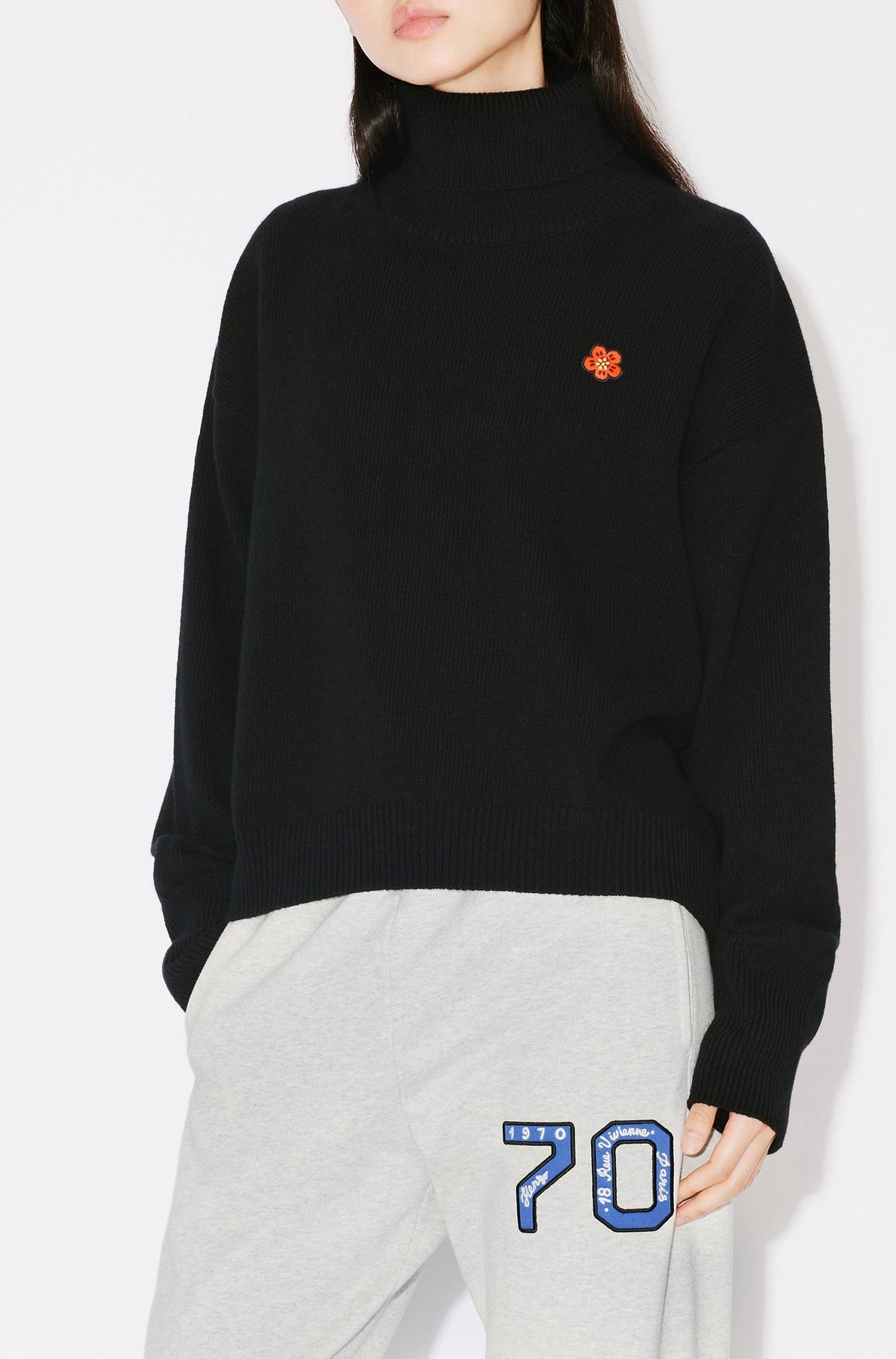 Boke Flower embroidered jumper in wool - Black