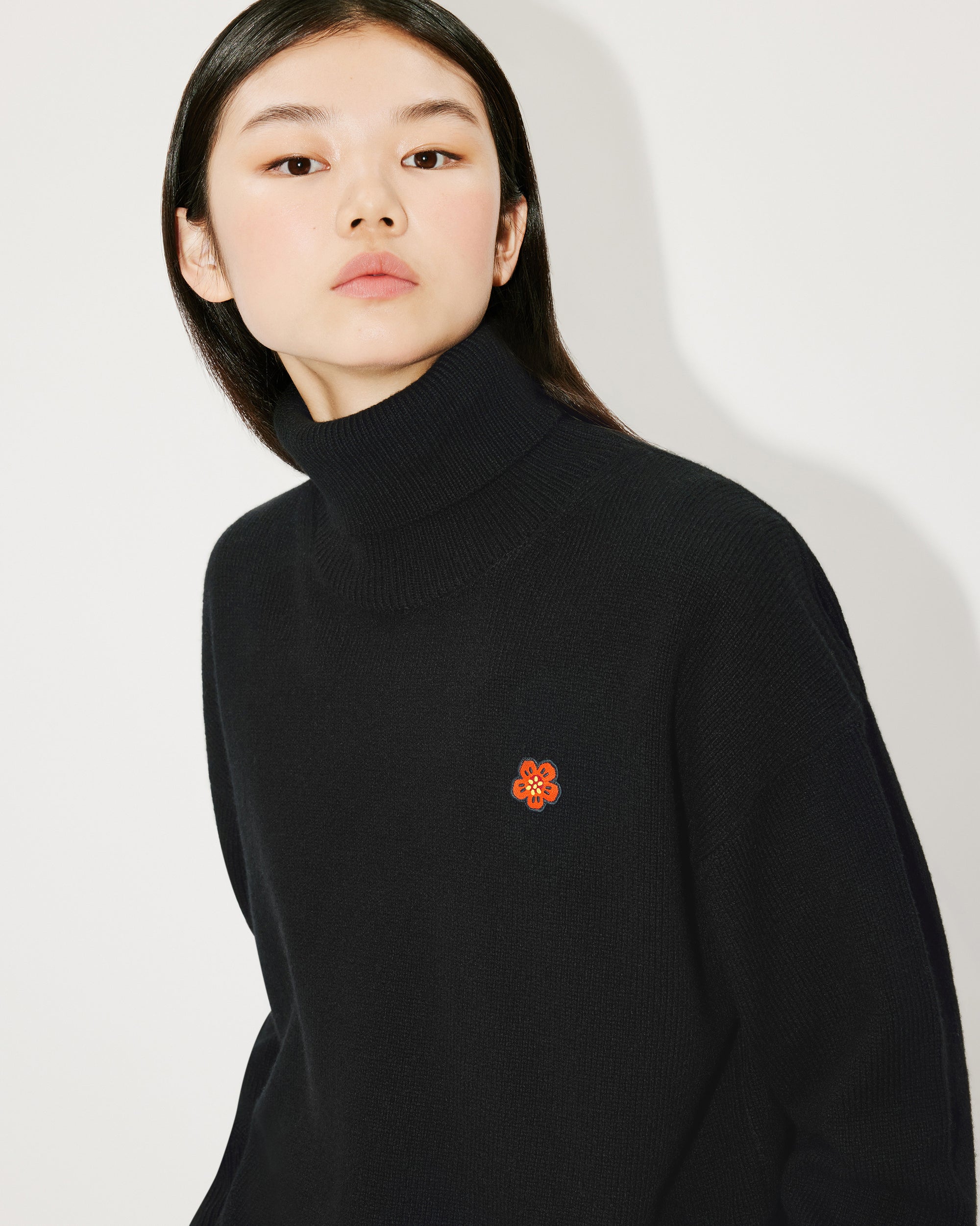 Boxy Turtle Neck Crest Jumper