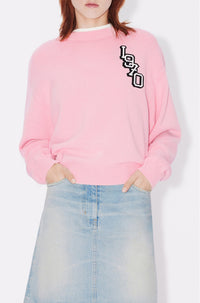 Pull brodé "Varsity Tiger" en laine - Faded Pink