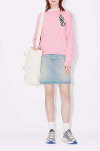 Pull brodé "Varsity Tiger" en laine - Faded Pink