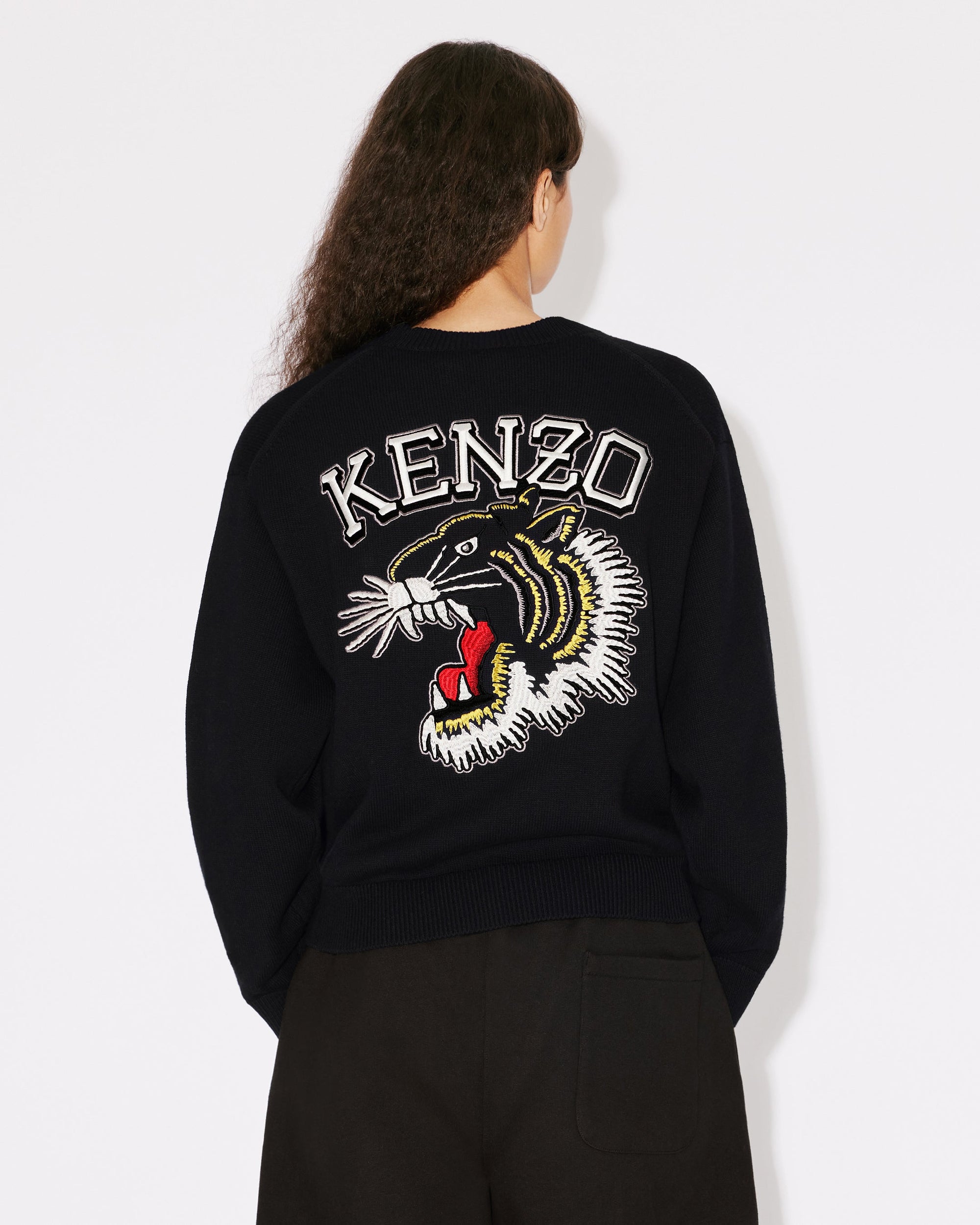 Pull brodé "Varsity Tiger" en laine - Black