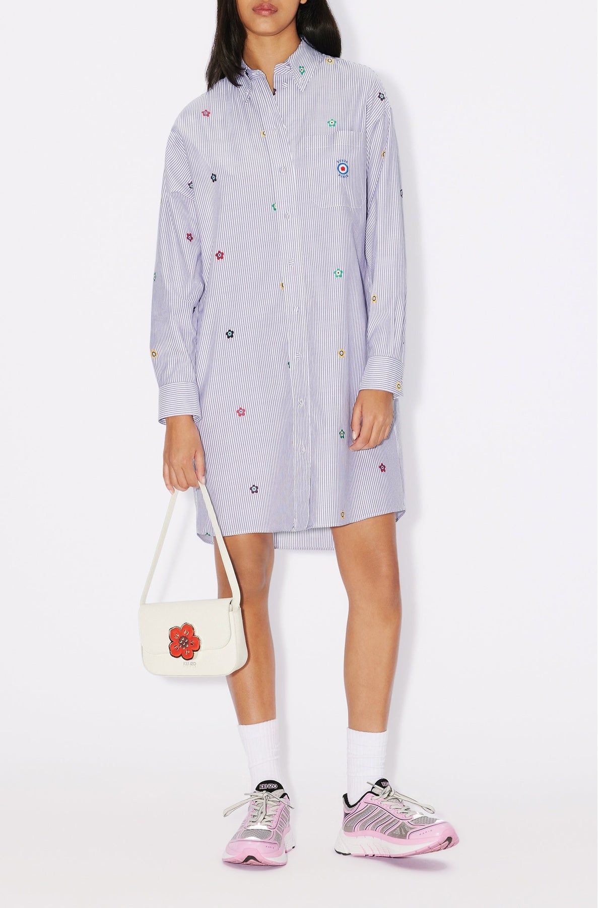 Robe chemise brodée "Kenzo Target" - Wisteria