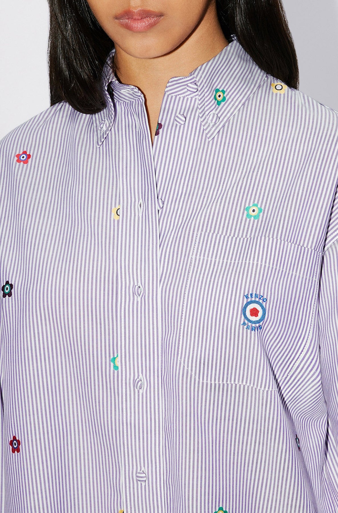 Robe chemise brodée "Kenzo Target" - Wisteria