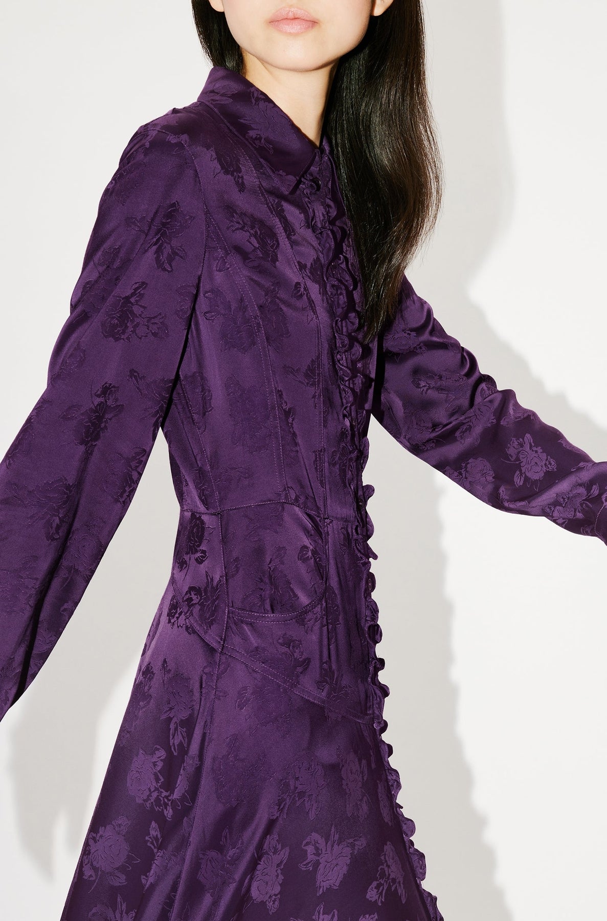 Robe longue "Kenzo Roses" - Aubergine