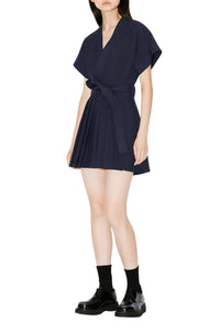 Mini robe kimono en laine vierge - Midnight Blue