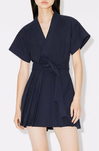 Mini robe kimono en laine vierge - Midnight Blue