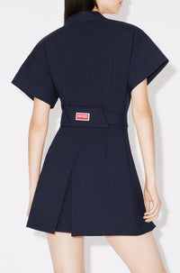 Mini robe kimono en laine vierge - Midnight Blue