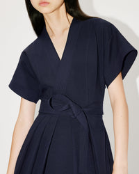 Mini robe kimono en laine vierge - Midnight Blue