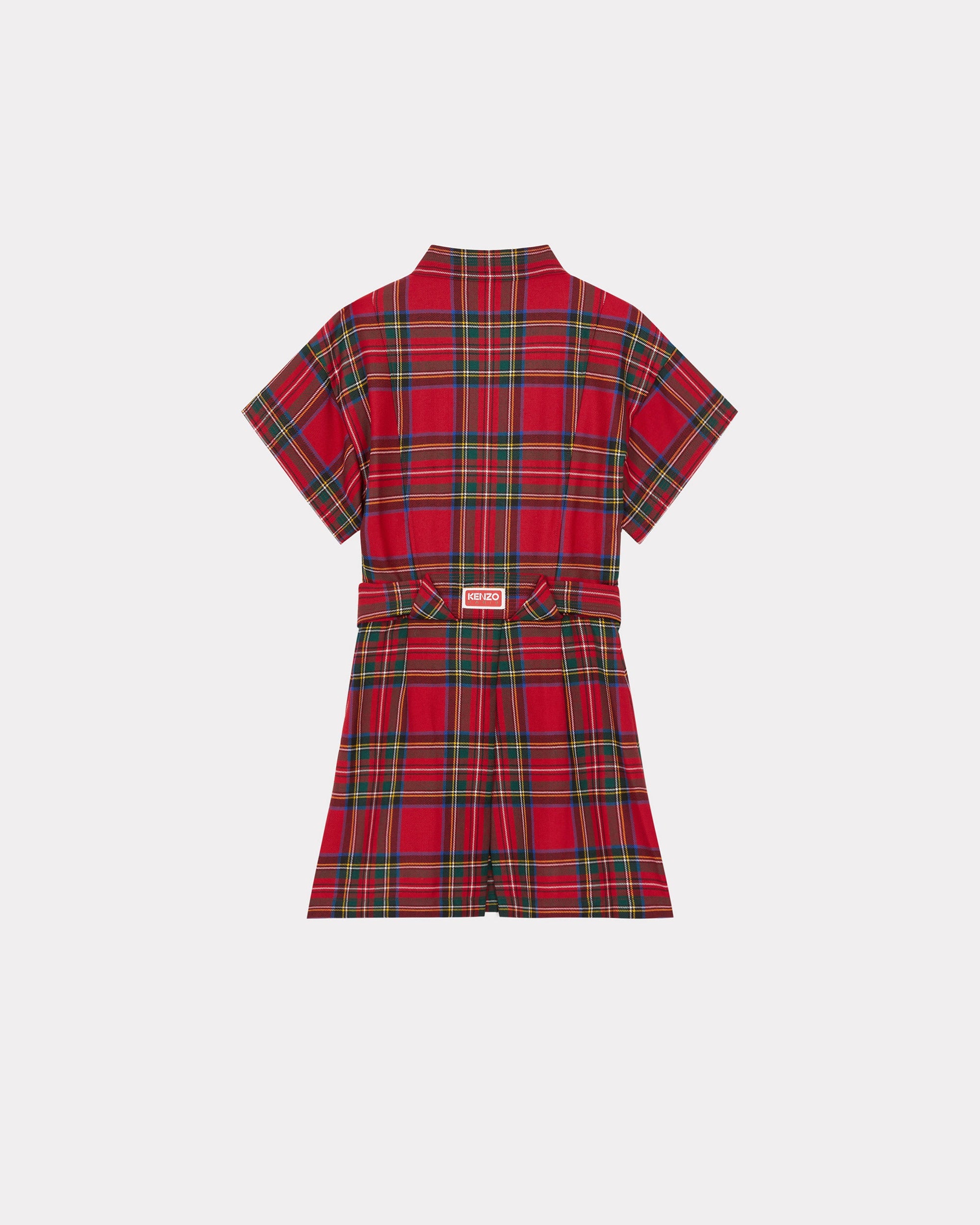Robe courte kimono à carreaux en laine - Cherry