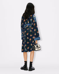 Robe midi kimono  à roses - Duck Blue