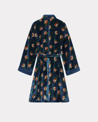 Robe midi kimono  à roses - Duck Blue