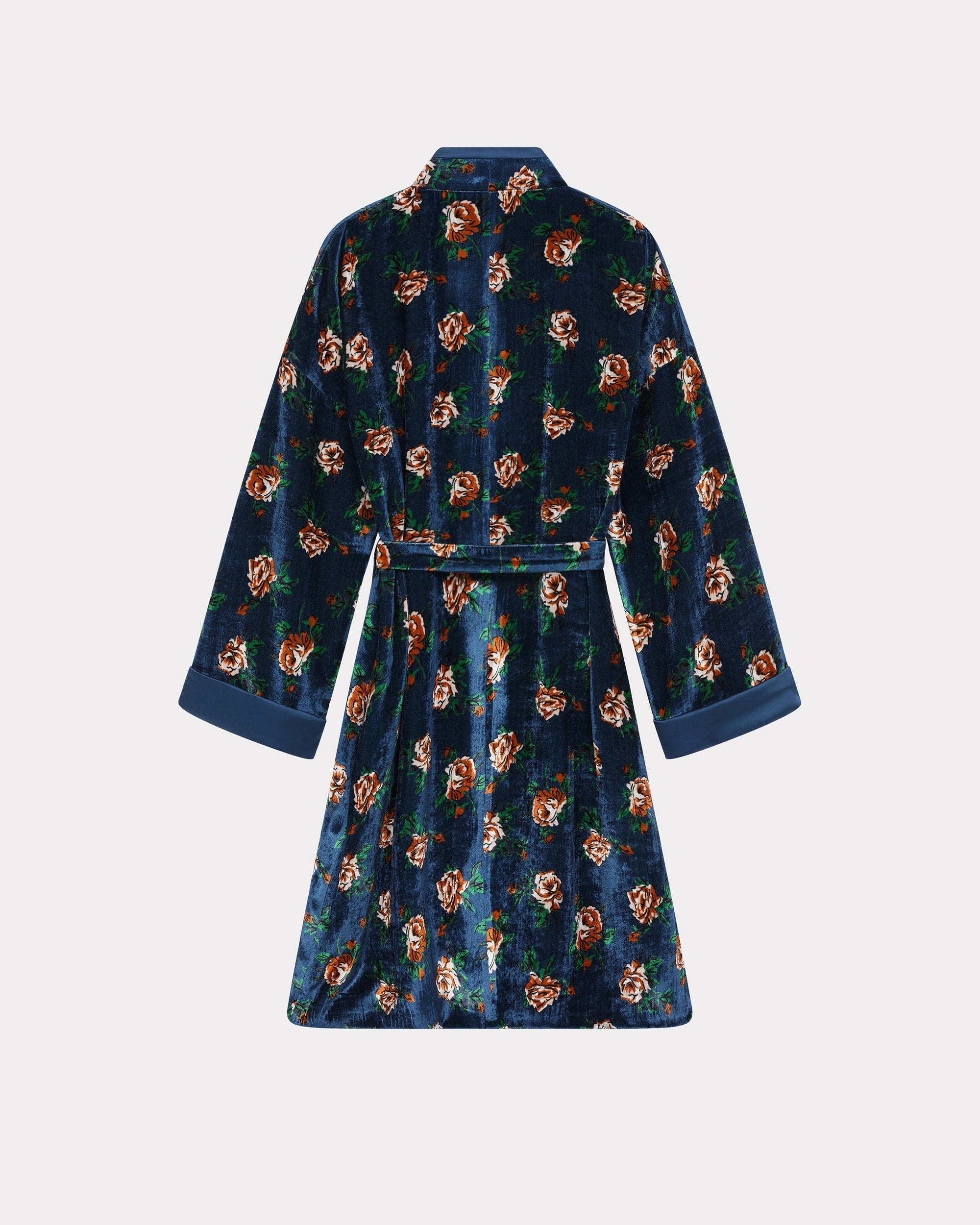 Robe midi kimono  à roses - Duck Blue