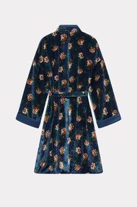 Robe midi kimono à roses - Duck Blue