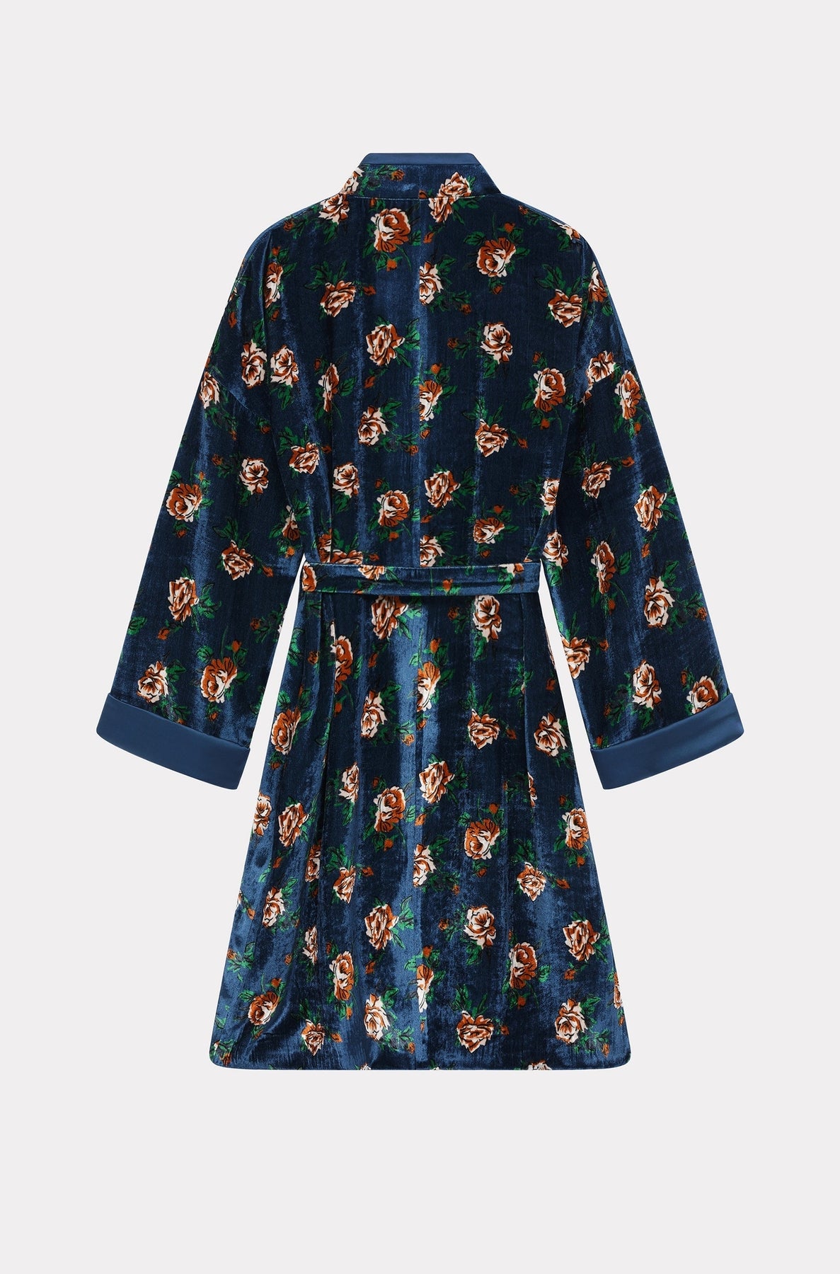 Robe midi kimono à roses - Duck Blue