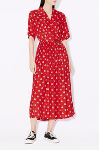Robe longue à fleurs en nounours - Cherry