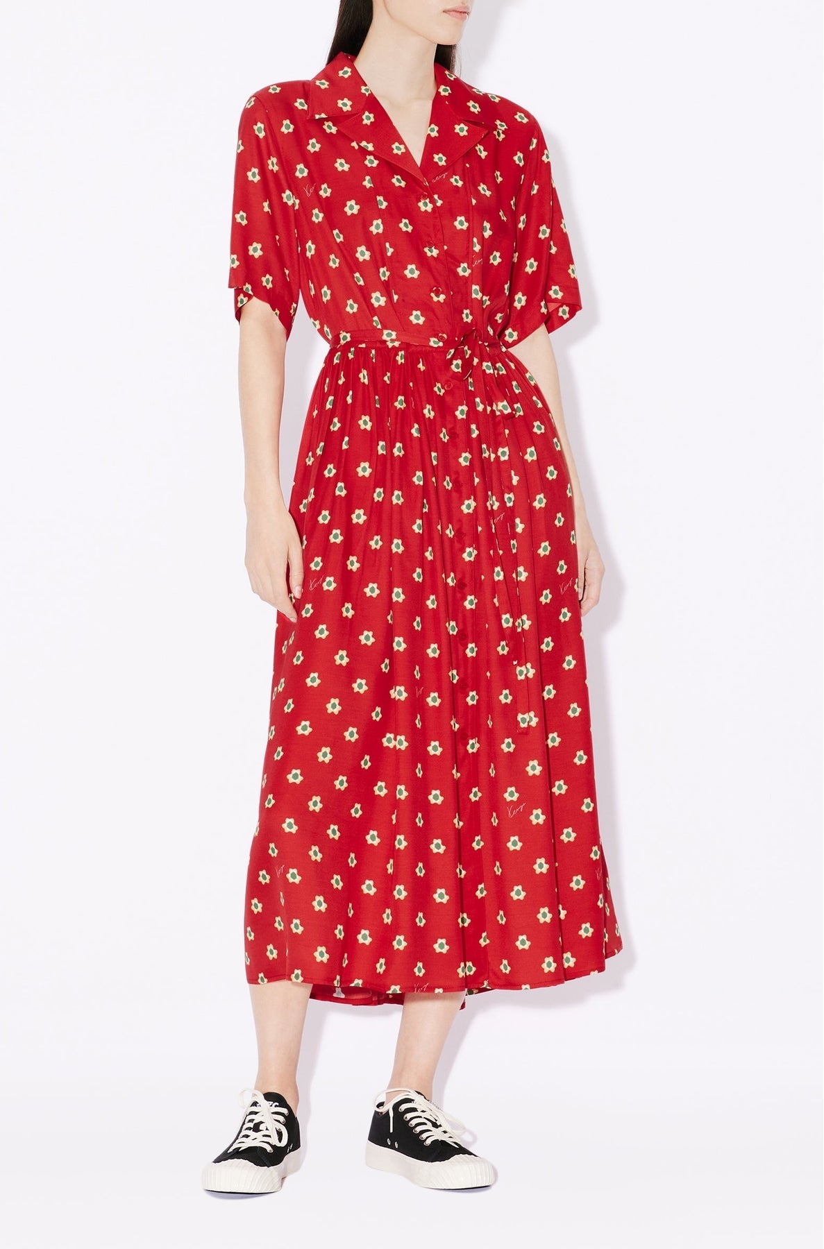 Robe longue à fleurs en nounours - Cherry