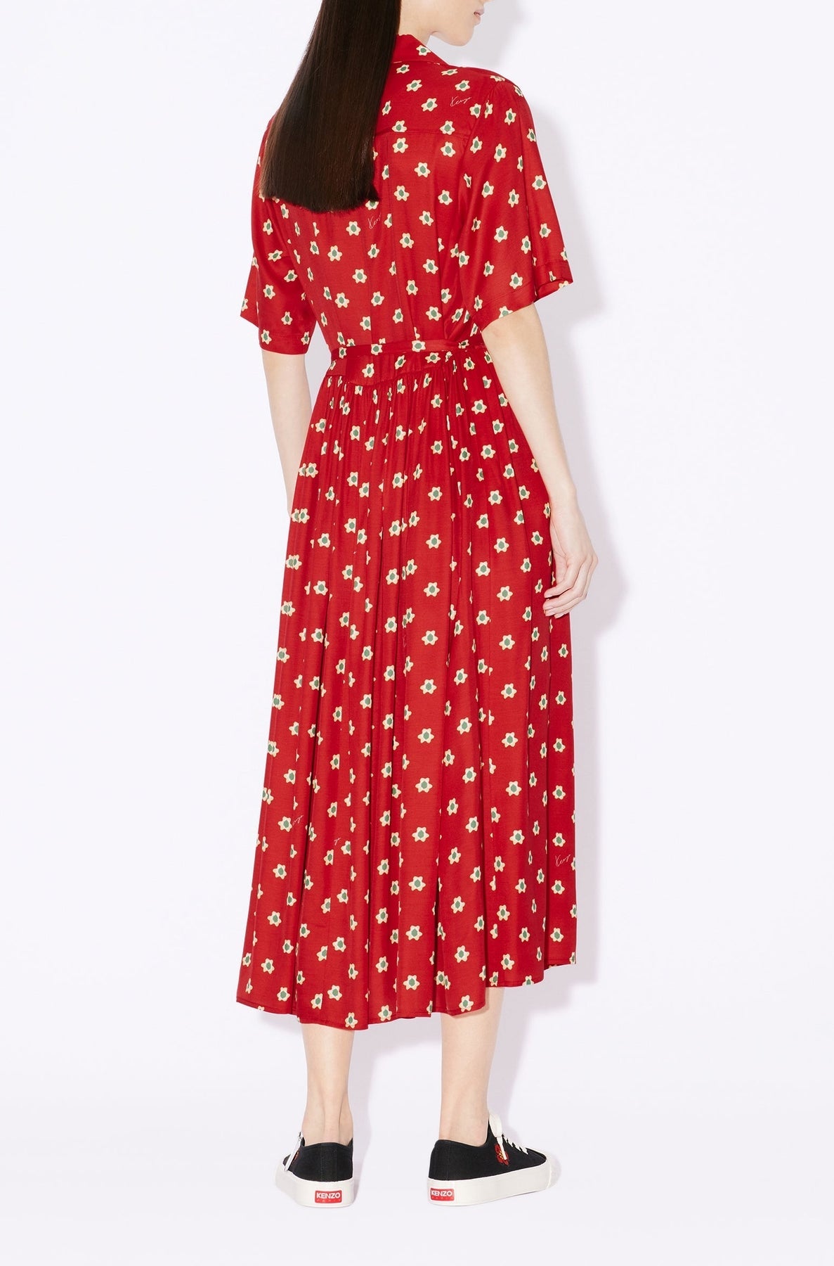 Robe longue à fleurs en nounours - Cherry