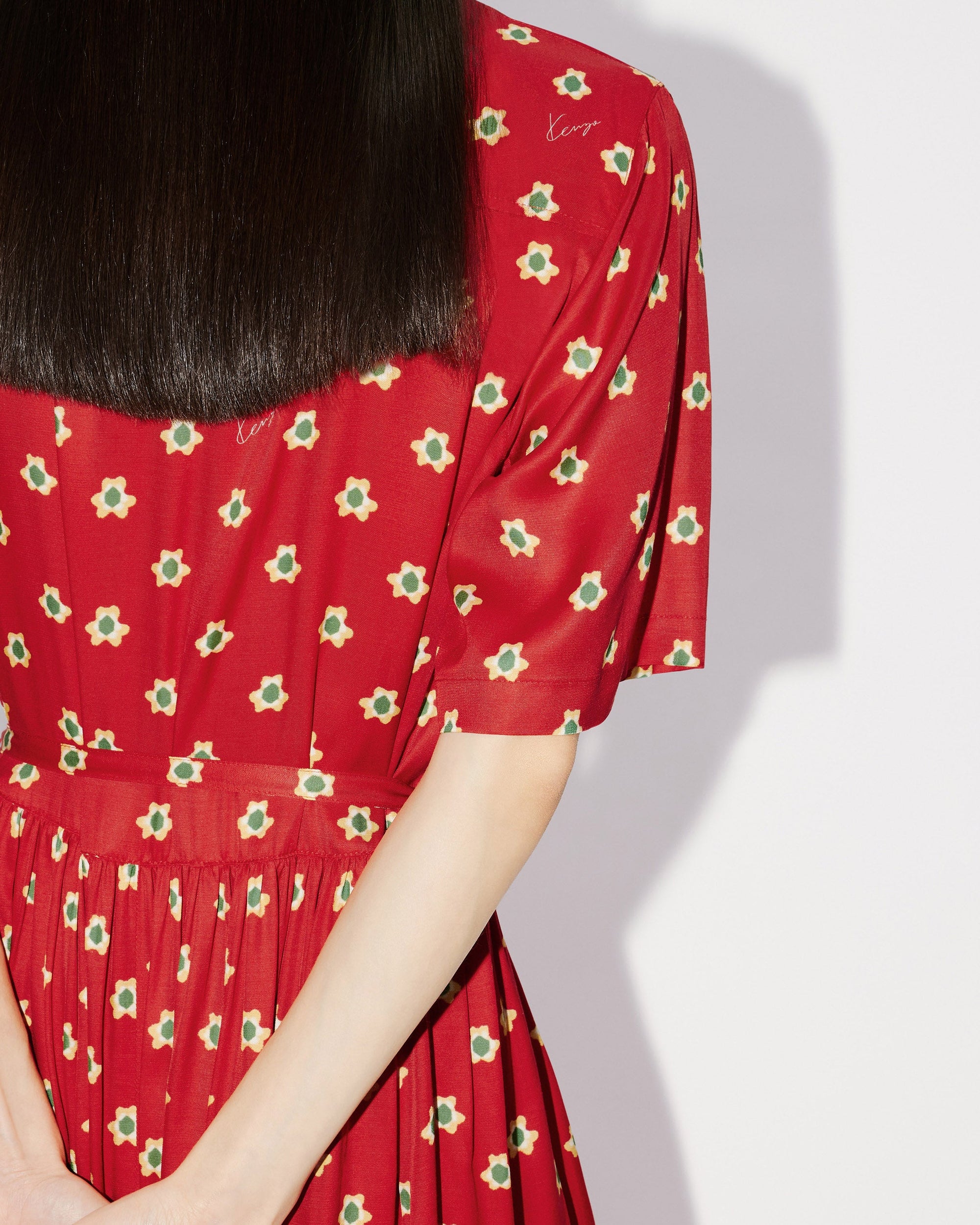 Robe longue à fleurs en nounours - Cherry