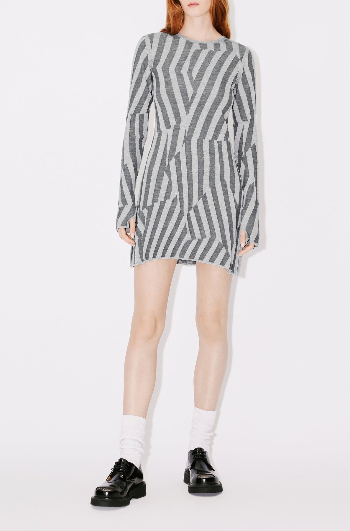 Robe "Kenzo Dazzle Stripe" en laine - Pearl Grey