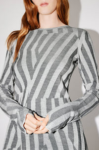 Robe "Kenzo Dazzle Stripe" en laine - Pearl Grey