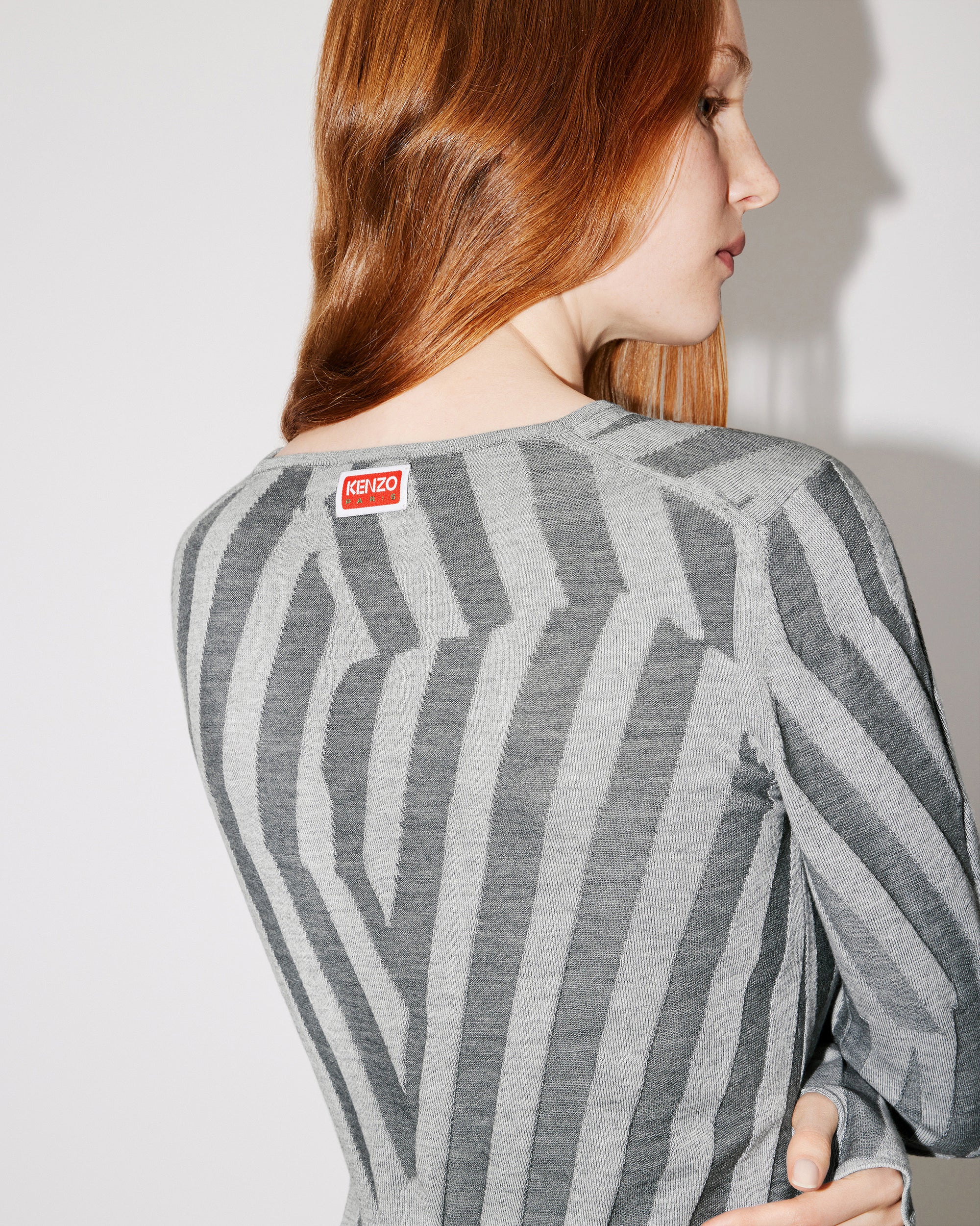 Robe "Kenzo Dazzle Stripe" en laine - Pearl Grey