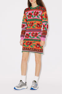 Robe pull "Fairisle" en laine - Cherry