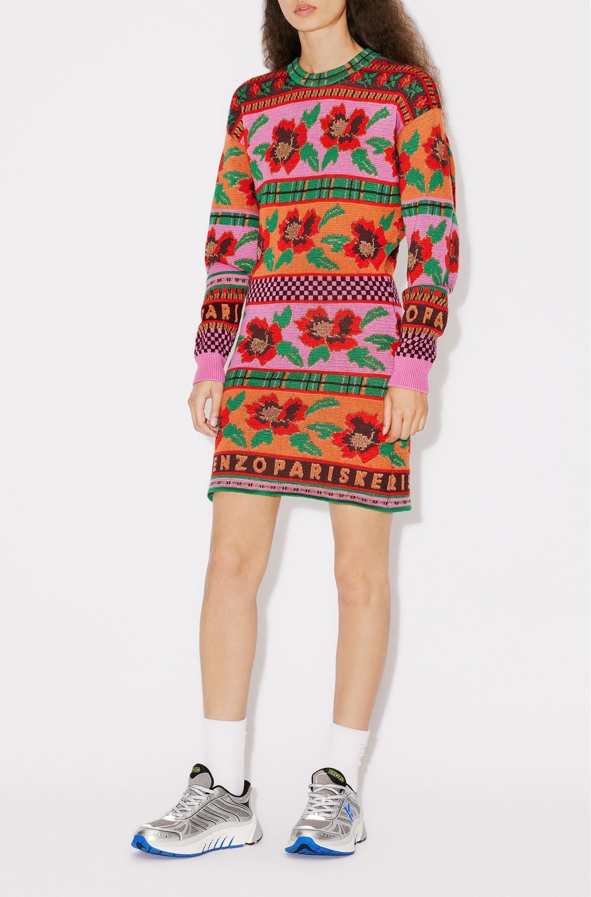 Robe pull "Fairisle" en laine - Cherry