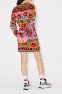 Robe pull "Fairisle" en laine - Cherry