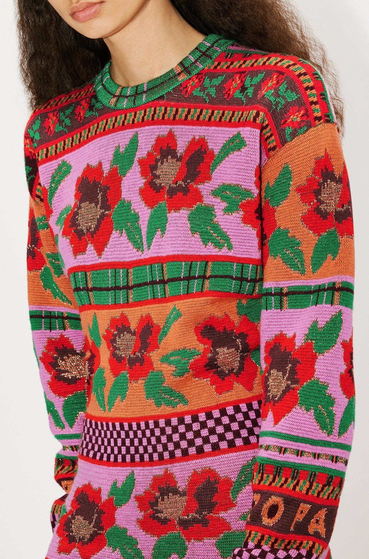 Robe pull "Fairisle" en laine - Cherry