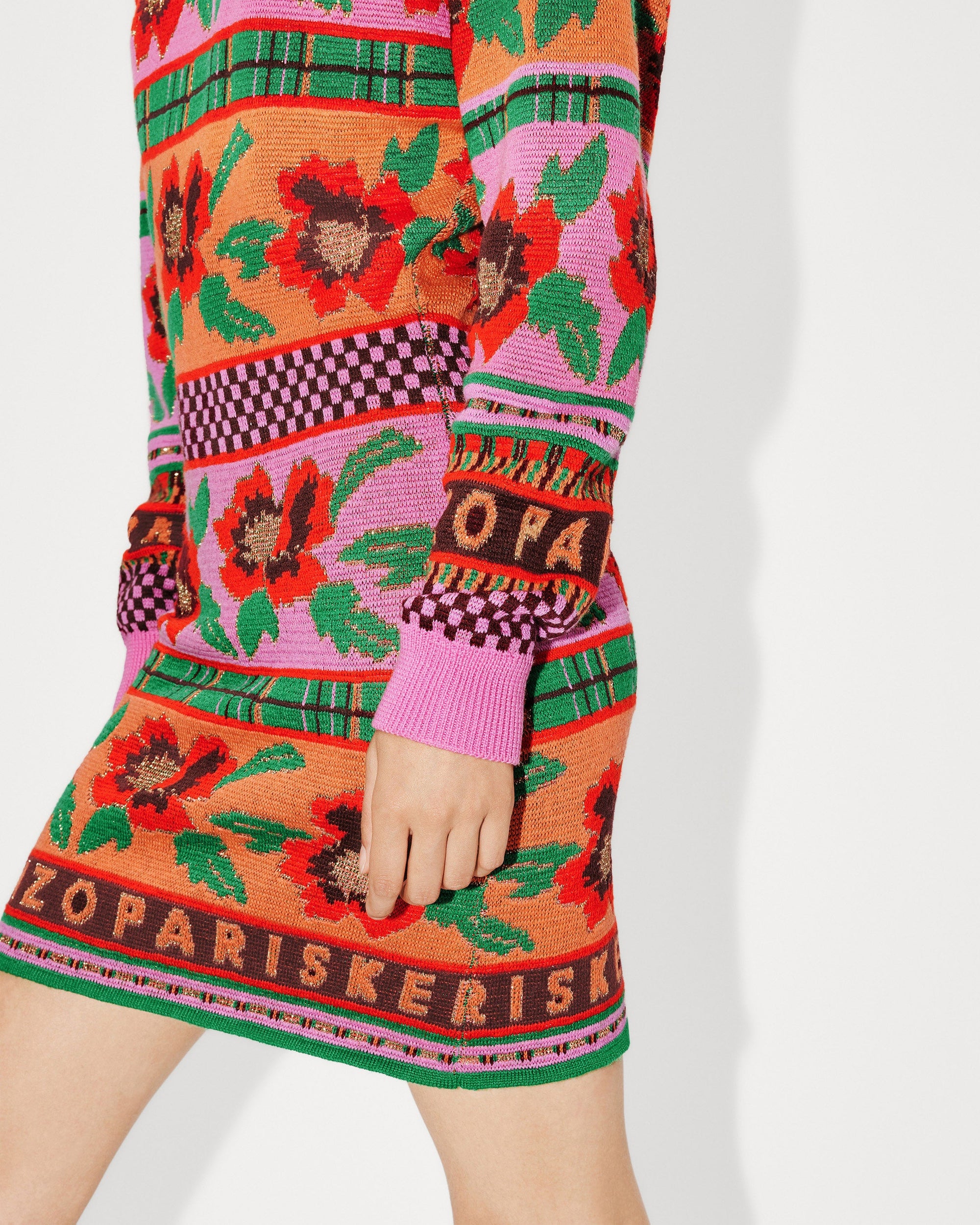 Robe pull "Fairisle" en laine - Cherry