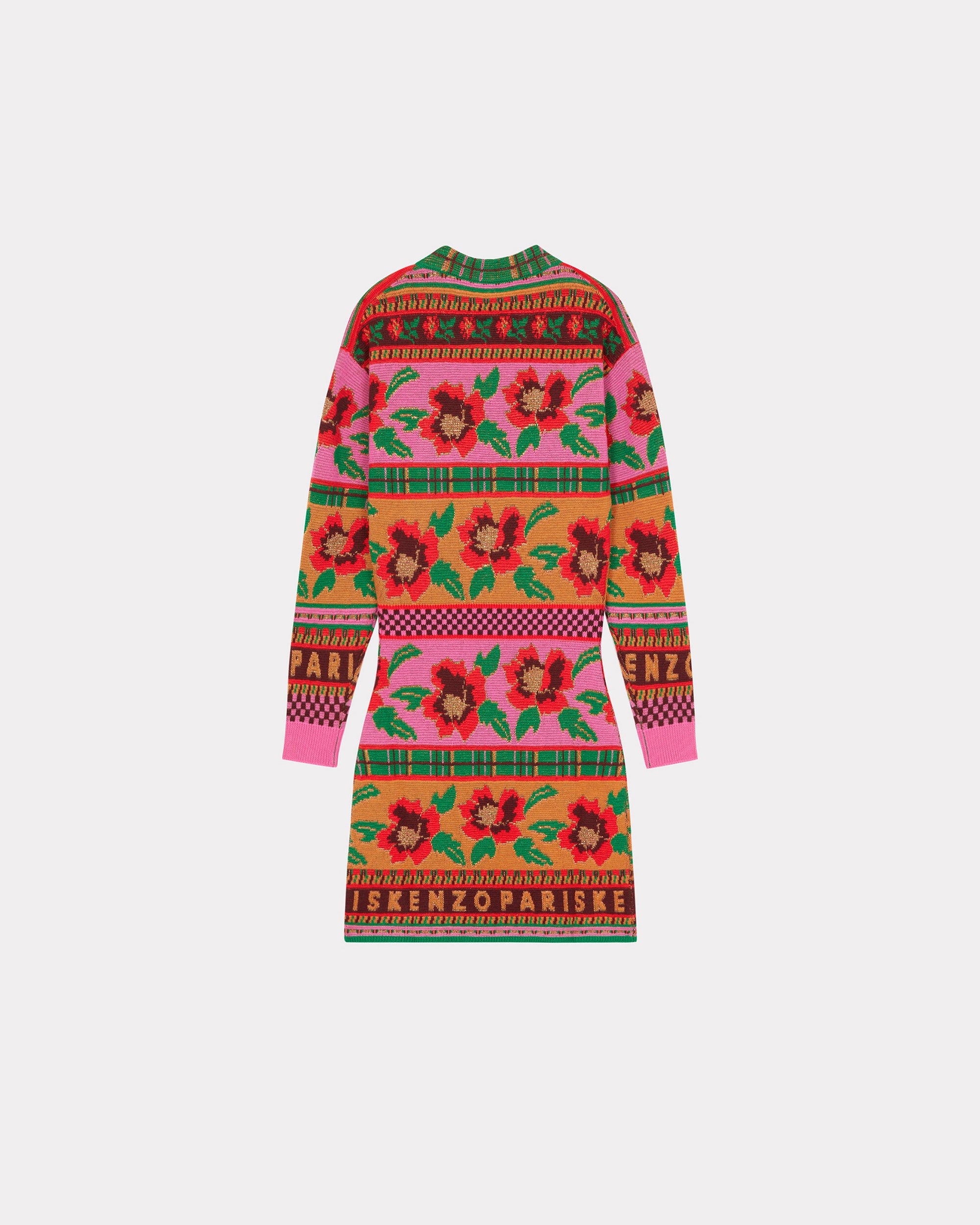 Robe pull "Fairisle" en laine - Cherry