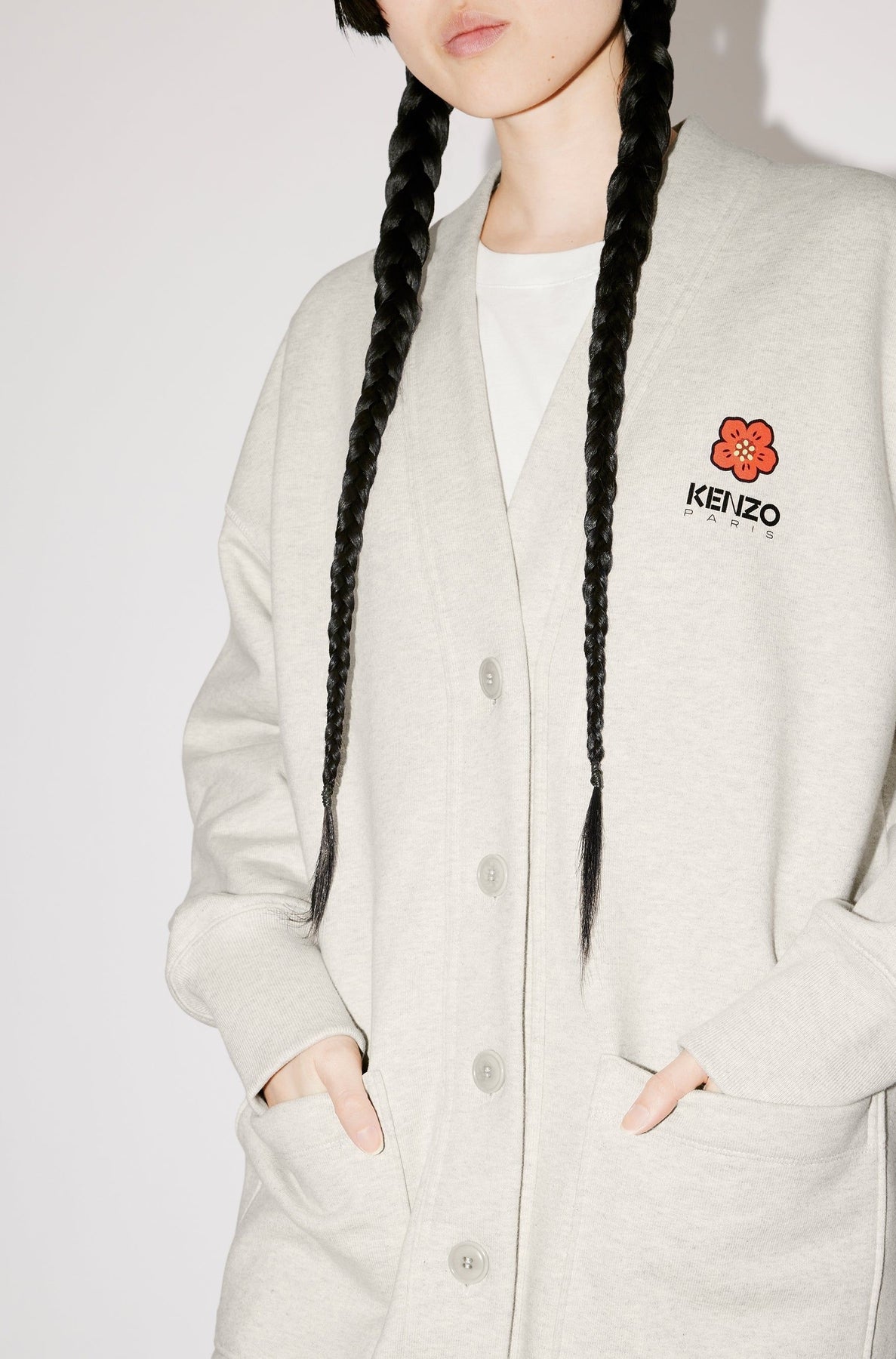 Robe cardigan brodée Boke Flower - Pale Grey