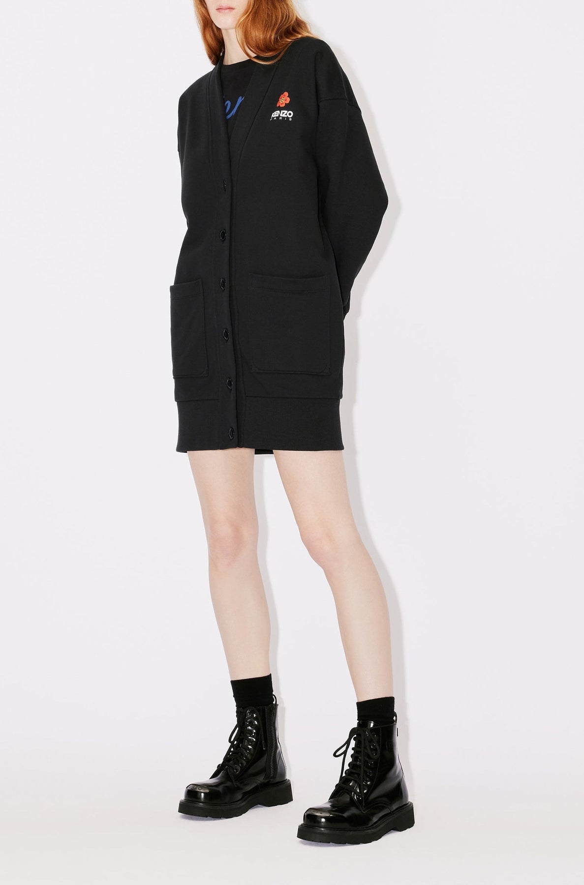 Robe cardigan brodée Boke Flower - Black