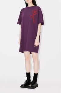 Robe t-shirt brodée "Kenzo Rue Vivienne" - Aubergine