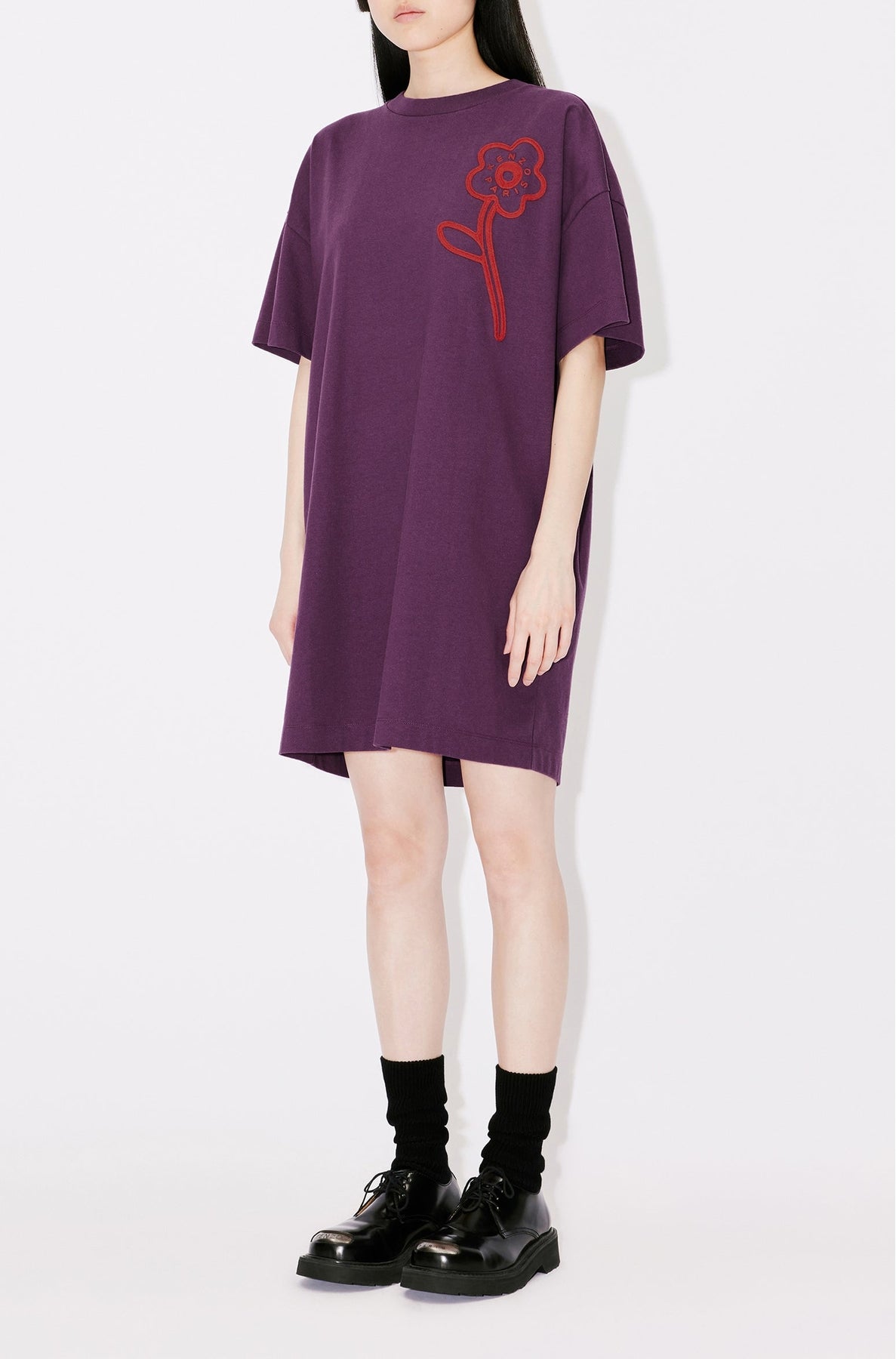Robe t-shirt brodée "Kenzo Rue Vivienne" - Aubergine