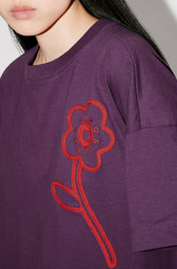 Robe t-shirt brodée "Kenzo Rue Vivienne" - Aubergine