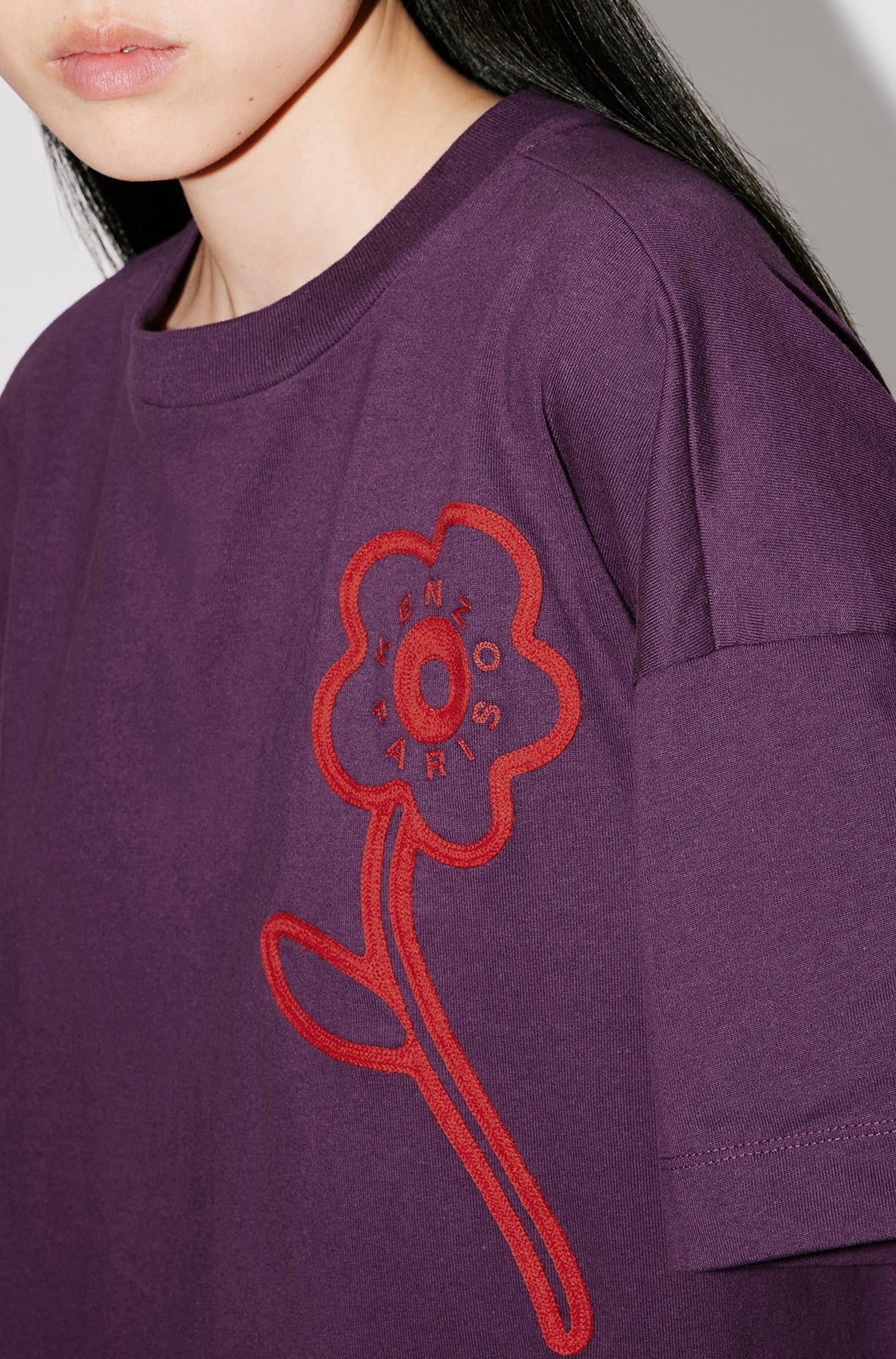 Robe t-shirt brodée "Kenzo Rue Vivienne" - Aubergine