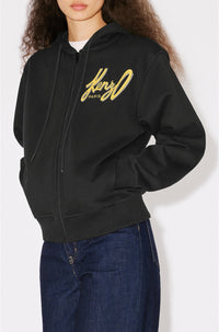 Sweatshirt à capuche zippé graphique - Black