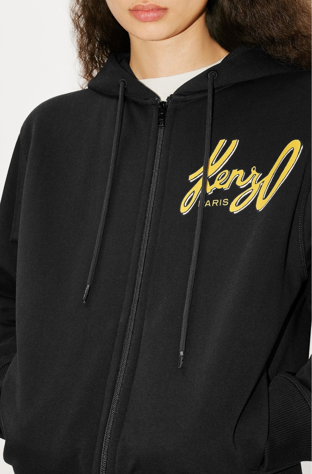 Sweatshirt à capuche zippé graphique - Black