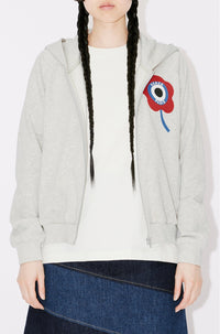 Kenzo Target' Crest hooded zip sweatshirt - Pale Grey