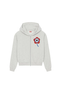 Kenzo Target' Crest hooded zip sweatshirt - Pale Grey