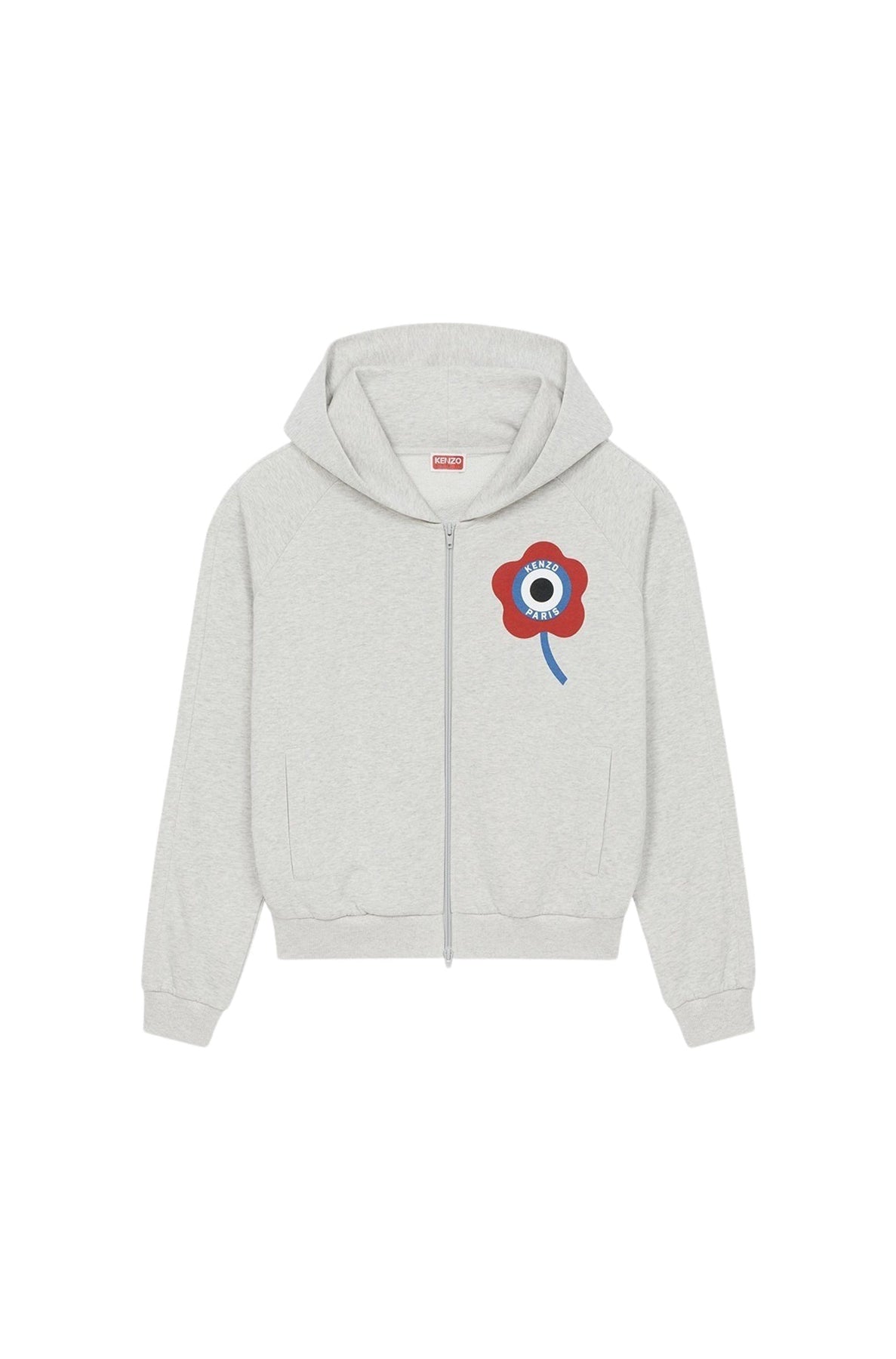 Kenzo Target' Crest hooded zip sweatshirt - Pale Grey