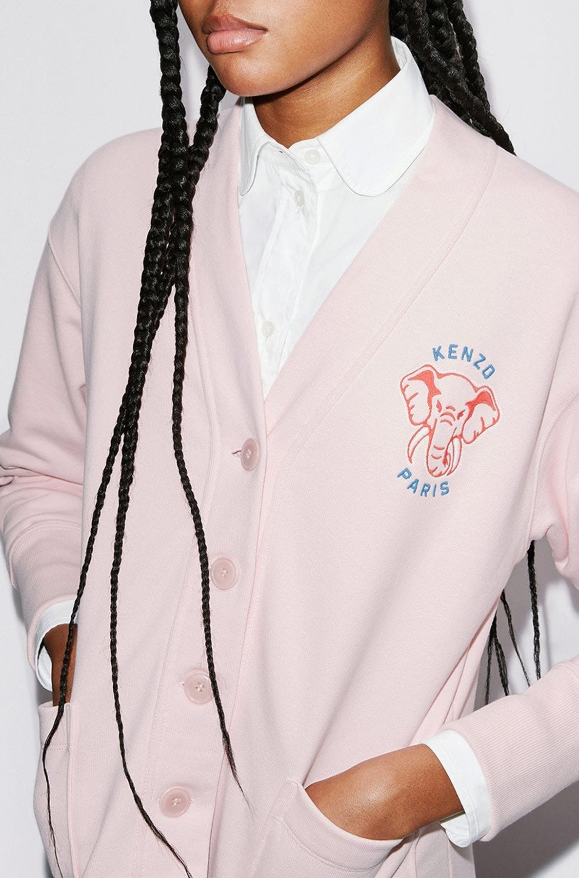 Cardigan Kenzo Éléphant "Varsity Jungle" - Faded Pink