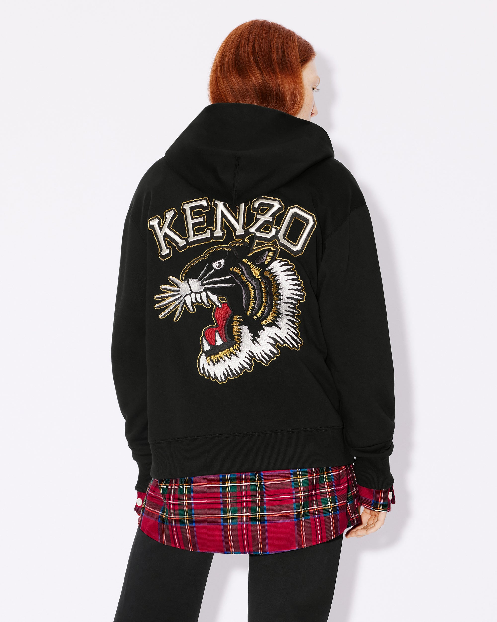 Sweatshirt à capuche brodé "Tiger Varsity" - Black