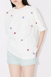 T-shirt oversize brodé "Kenzo Target" - Off White