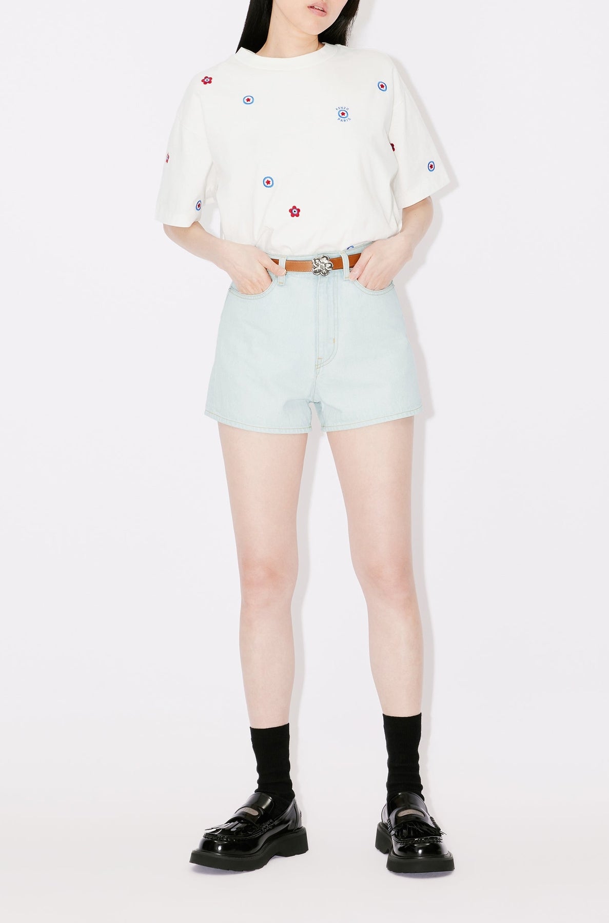T-shirt oversize brodé "Kenzo Target" - Off White